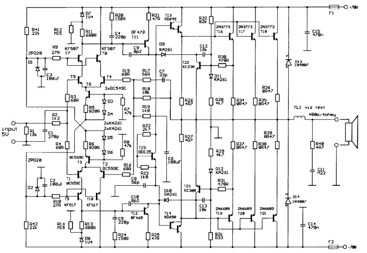 Схема усилителя мощности на 200 ватт